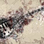 Loose abstract painting of a guitar
