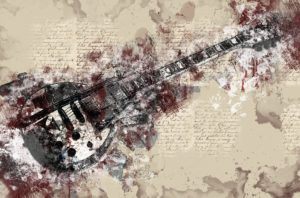 Loose abstract painting of a guitar