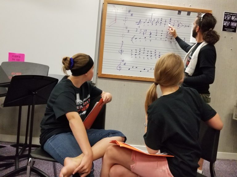 Mat Camp faculty member teaching music theory